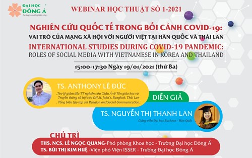 Webinar Nghiên cứu quốc tế trong bối cảnh Covid-19: Vai trò của mạng xã hội với người Việt tại Hàn Quốc và Thái Lan
